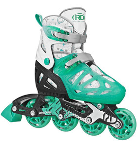 White and Blue Youth Adjustable Inline Skates