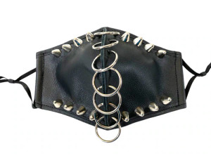 Leather Pierced 7 Ring Face Mask UK 77 Stud