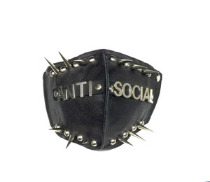 Anti Social Studded Leather Face Mask with Spikes
