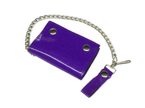 Purple Patent Leather Wallet with Chain