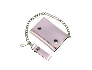 Ice Pink Patent Leather Wallet with Chain