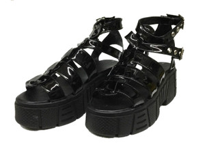 Black Patent Leather Gladiator Platform Sandals