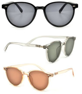 Classic Round Retro Sunglasses with Side Panel Detail