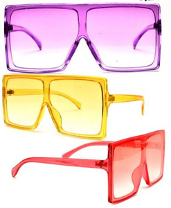 Oversize Color Lens Square 'Y' Bridge Sunglasses