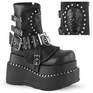 Pyramid Stud Trimmed Tiered Platform Ankle Boots - BEAR-150