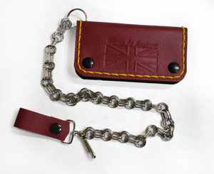 Cherry Leather Wallet with Chain "Made in England"