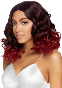 18" Curly Burgundy Ombre Long Bob Wig