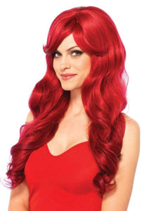 27" Long Wavy Wig with Side Swept Bangs