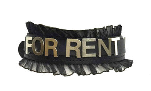 'For Rent' Leather Bondage Choker with Lace