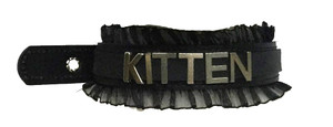 'Kitten' Leather Bondage Choker with Lace