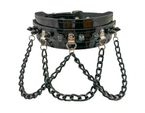 Black Patent Leather Spike Chain Choker