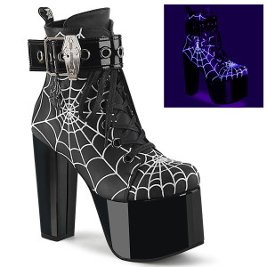 Embroidered Spider Web Platform Ankle Boots - TORMENT-51