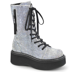 Rhinestone Covered Platform Mid-Calf Boots - EMILY-362