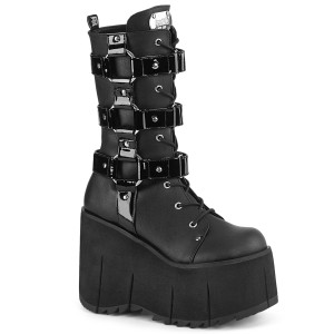 Side Studded Harness Vegan Platform Mid-Calf Boots - KERA-110