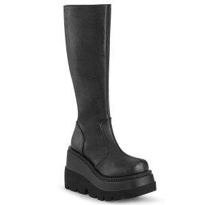 Stacked Wedge Platform Knee High Boots - SHAKER-100