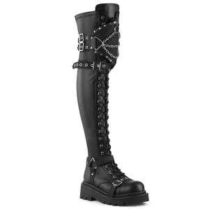 Over-The-Knee Shield Top Strap Tiered Platform Boots - RENEGADE-320