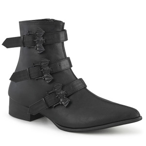 Triple Bat Buckle Pointed Toe Winklepicker Ankle Boots - WARLOCK-50-B