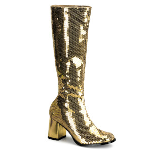 Gold Sequin Knee Boot -SPECTACUL-300SQ