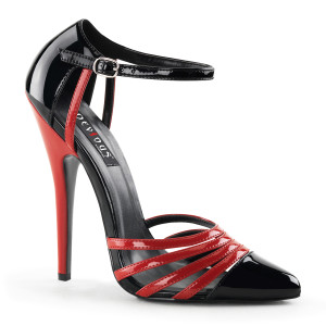 Black and Red Patent Leather Strappy Heels