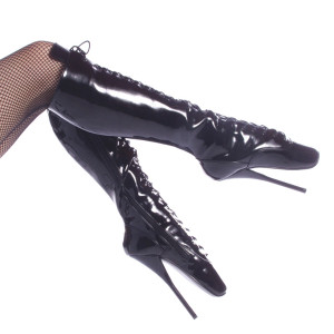 Patent Leather Spike Heel Ballet Knee Boots
