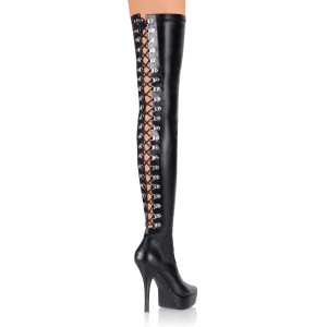  Platform Back Lace Up Stretch Thigh Boots