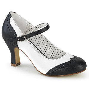 Kitten Heel Black & White Mary Jane Shoes