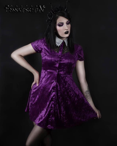 "Witch of Salem" Velvet Purple Skater Dress