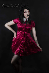 "Witch of Salem" Red Velvet Skater Dress