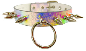 Rainbow Choker with 'U' Ring and Spikes