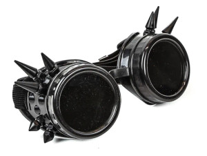 Black on Black Goggles with Spikes with Adjustable Strap