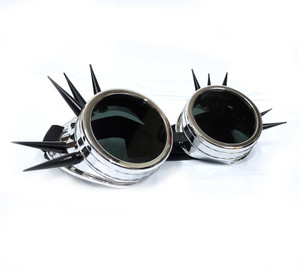 Silver Goggles with Long Black Spikes