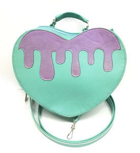 Teal and Purple Drip Handbag w/ Detachable Strap