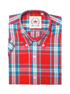 Red Checkered Button-Up Shirt