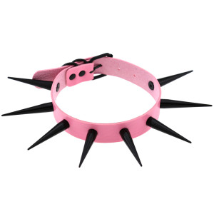 Pink Choker with Long Spikes