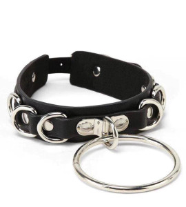 Black Choker with "D" Rings and Large "O" Ring