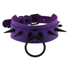 Purple Choker With "O" Ring and Spikes