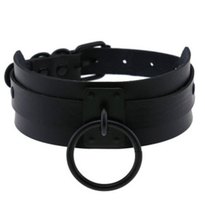 Thick Black Choker with "O" Ring