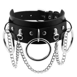 Black "O" Ring Choker with Chains