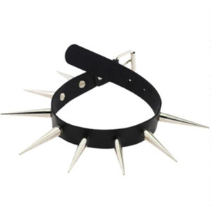 Black Choker with Extra Large Spikes