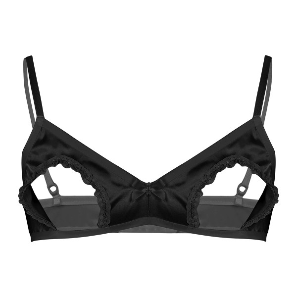 Black Open Satin Bra with Bow - Nuclear Waste