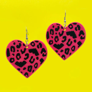 Batty Leopard Acrylic Earrings - Pink