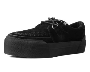 A3136 Black Suede Platform Creeper Sneaker