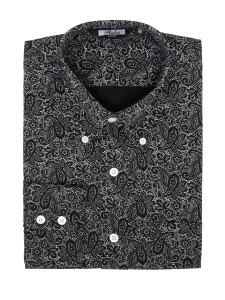 Black & White Paisley Long Sleeve Button-Up Shirt