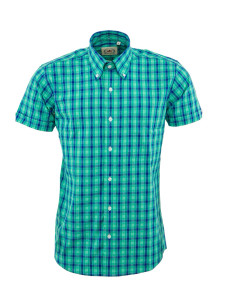 Men's Green Plaid Button Shirt