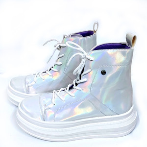 Lp Bootie - White Holographic Platform Sneaker Boots