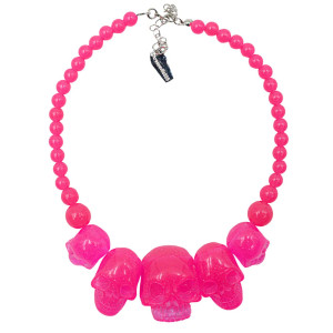 Skull Collection Necklace Pink Glitter