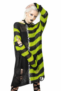 Acidic Black and Green Striped Knit Sweater