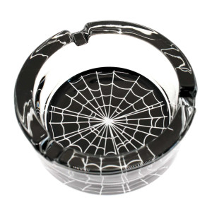Black Spiderweb Glass Ashtray