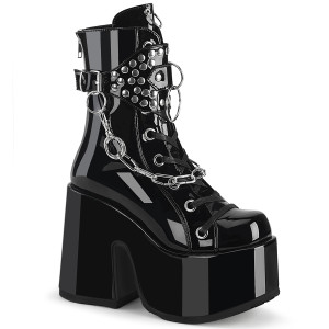 Black Patent Leather 5" Chunky Heel Platform Boots