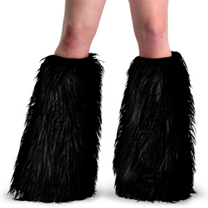 Black Faux Fur Boot Sleeve & Leg Warmer - YETI-08